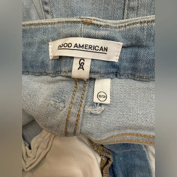 Good American Good Legs Split Hem Skinny Jeans Light Wash Size 12/31 - Picture 7 of 12